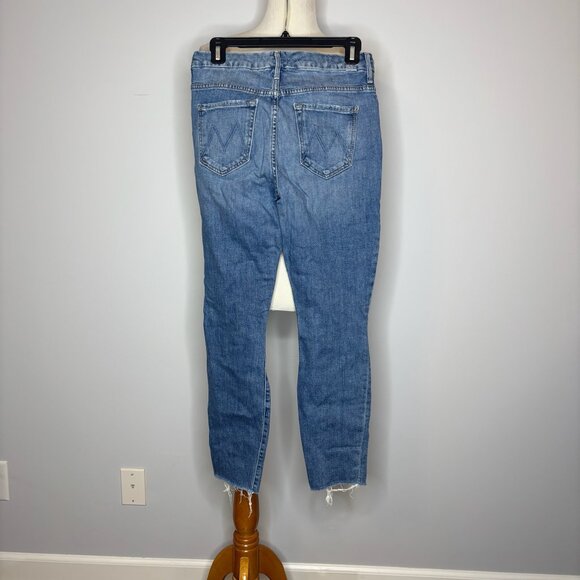 Mother - Blue High Waisted Looker Ankle Fray Jeans - Picture 3 of 4